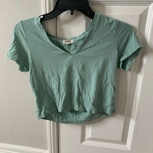 Blue V neck crop top